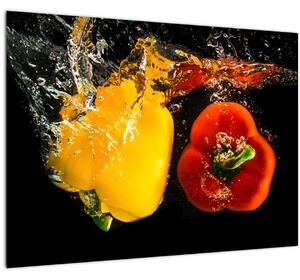 Obraz - papriky ve vodě (70x50 cm)