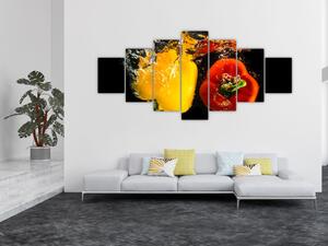 Obraz - papriky ve vodě (210x100 cm)