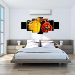 Obraz - papriky ve vodě (210x100 cm)