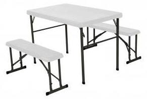 Malatec 9998 Campingový Stůl + 2 x Lavice bílý