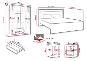 Ložnicová sestava s postelí 160x200 CHALAPATA - jasan světlý