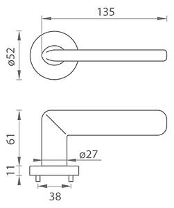 Dveřní kování MP Eliptica - R 3098 (T - Titan), klika-klika, Bez spodní rozety, MP T (titan)