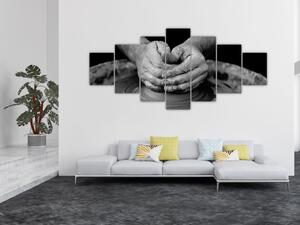 Černobílý obraz - výroba keramiky (210x100 cm)