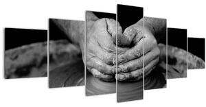 Černobílý obraz - výroba keramiky (210x100 cm)