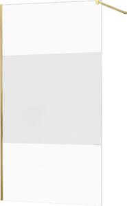 MEXEN - Kioto zástěna sprchová 70 x 200 cm, transparentní/mléčná 8 mm - zlatá - 800-070-101-50-35