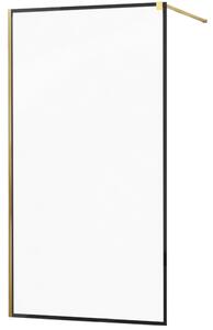MEXEN - Kioto zástěna sprchová 50 x 200 cm, transparentní/ černá /vzor 8 mm - zlatá - 800-050-101-50-70