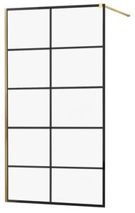 MEXEN - Kioto zástěna sprchová 70 x 200 cm, transparentní/ černá /vzor 8 mm - zlatá - 800-070-101-50-77