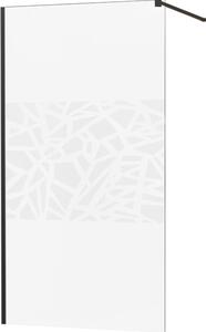 MEXEN - Kioto zástěna sprchová 70 x 200 cm, transparentní/ bílá /vzor 8 mm - černá - 800-070-101-70-85