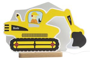Stolní lampa LED Excavator, žlutá, 20 cm, stmívatelná, dřevo/akryl