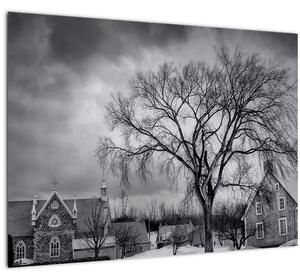 Obraz černobílé vesnice (70x50 cm)