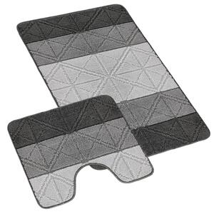 Kvalitex Koupelnová a WC předložka trojúhelníky šedé SADA 60 x 100 cm + 60 x 50 cm