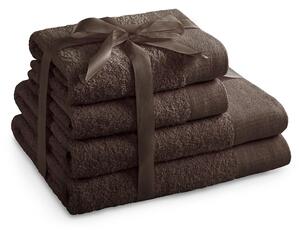 FLHF Ručník Amari hnědá, set 4ks 70x140+50x100 cm