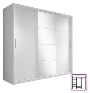 KONDELA Skříň s posuvnými dveřmi, bílá, 235x216, CHIARA