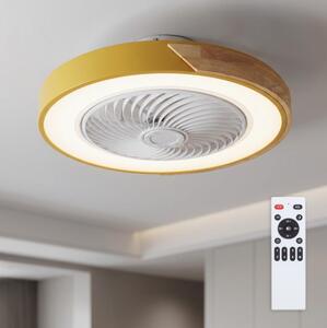Brilagi - LED Stmív. svítidlo s ventilátorem LED/38W/230V 50 cm zlatá/dub + DO