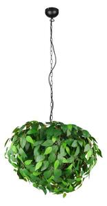 Trio Leuchten R10464015 LEAVY - Moderní závěsný lustr s lístečky Ø 70cm, 4 x E14 (Závěsné moderní svítidlo se zelenými plastovými lístečky)