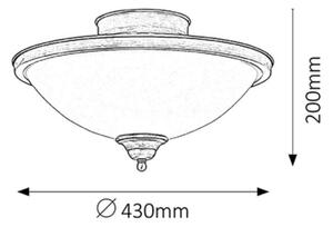 Rabalux 2759 ELISETT - Stropní rustikální svítidlo v bronzové barvě 2 x E14, Ø 43cm (Přisazený bronzový stropní lustr)