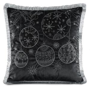VÁNOČNÍ DEKORAČNÍ POVLAK NA POLŠTÁŘ HOLLY 45X45 CM ČERNÁ