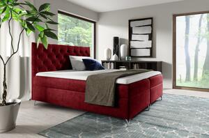 Boxspringová postel SHANNON - 200x200, červená + topper ZDARMA