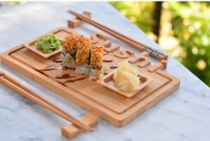 Set podnosu, talířků a hůlek na servírování sushi Bambum