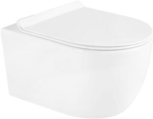 MEXEN - Carmen WC mísa Rimless, WC sedátko se zpomalovacím mechanismem, Slim, duroplast - bílá - 30880100