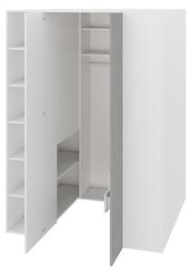 Rohová šatní skříň 135 cm MUONIO 1 - bílá / beton