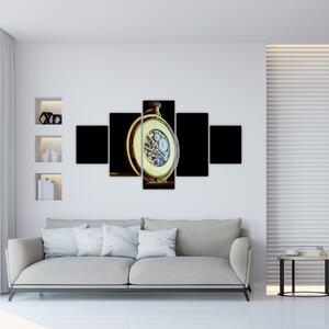 Obraz zlatých kapesních hodinek (125x70 cm)