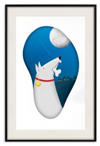 Plakát Psí sny - fantazie pro děti s bílým psím na pozadí noční oblohy