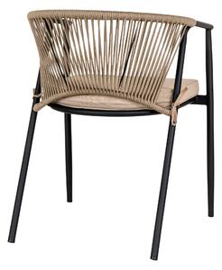 Černá kovová jídelní židle Navaka s béžovým sedákem a výpletem