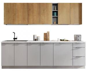 Kuchyňský nábytek 260/260 cm REHNA 3 - bílý / dub burlington / šedá platina