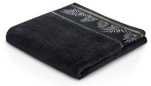 Bavlněný ručník s rostlinným motivem Černý PARNA-30x50