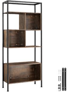 Tectake Regál Hastings 75x31x170,5cm - Industriální dřevo tmavé, rustikální