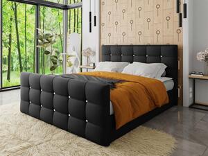 Americká manželská postel 180x200 TORNIO - černá ekokůže + topper ZDARMA