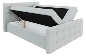 Americká čalouněná manželská postel 180x200 RANON 1 - světlá šedá + topper ZDARMA