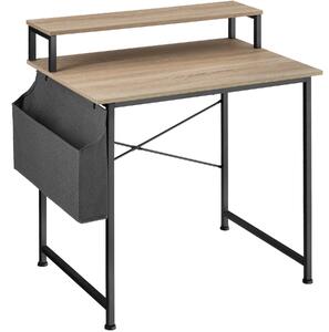 Tectake Psací stůl s policí a látkovým úložným boxem - Industrial světlé dřevo, dub Sonoma,80 cm