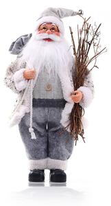 DecoKing Vánoční dekorační postavička - Santa Claus, bílá/šedá 43cm
