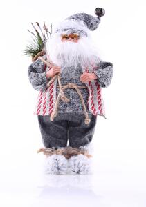 FLHF Vánoční dekorační postavička - Santa Claus, bílá/šedá/červená 43cm