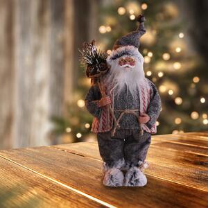 DecoKing Vánoční dekorační postavička - Santa Claus, bílá/šedá/červená 43cm