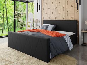 Americká manželská postel s vysokým čelem 160x200 RANON 3 - černá + topper ZDARMA