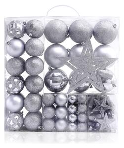 DecoKing Sada vánočních ozdob Star - stříbrná - 100 kusů