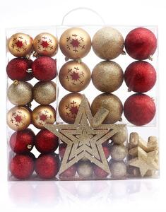 DecoKing Sada vánočních ozdob Susi - zlato -červená - 76 kusů