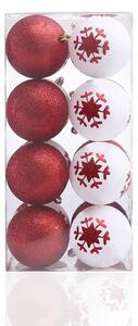 DecoKing Sada třešňových vánočních ozdob - bílá a červená - 16 kusů