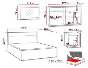 Ložnicová sestava s postelí 160x200 SUCRE 1 - ořech hikora