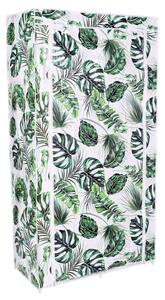 ViaDomo Via Domo - Látková šatní skříň Brenta Monstera - bílá/zelená - 90x170x45 cm