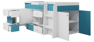 Multifunkční dětská postel 90x200 HARKA - bílá / modrá