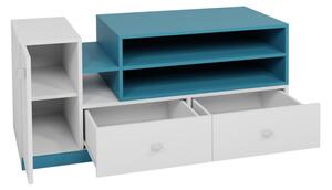 Nábytek do dětského pokoje s palandou 90x200 HARKA 1 - bílý / modrý
