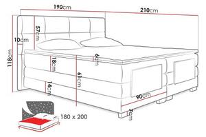 Elektrická boxpringová manželská postel 180x200 NAVAN - šedá + topper ZDARMA