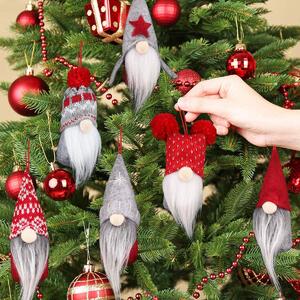 Vánoční závěsná ozdoba na stromeček - SKŘÍTEK - 16 cm - šedý/červený