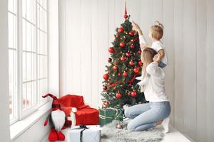 TUTUMI - Vánoční skřítek, natahovací, červený/šedý - 52-60 cm