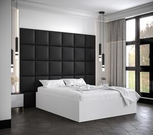 Manželská postel s čalouněnými panely MIA 3 - 140x200, bílá, černé panely