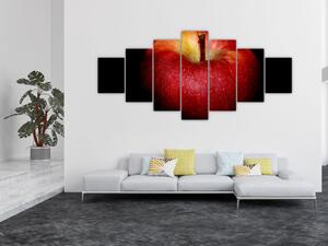 Obraz jablka na černém pozadí (210x100 cm)